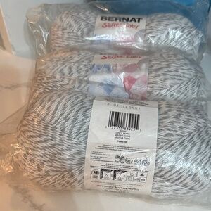 Bernat Softee Baby Yarn in Gray and White